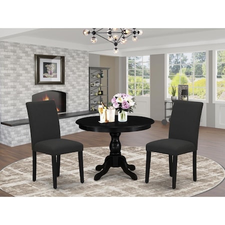 East West Furniture 3 Piece Hartland Kitchen Table Set - Wire Brushed Black HBAB3-ABK-24